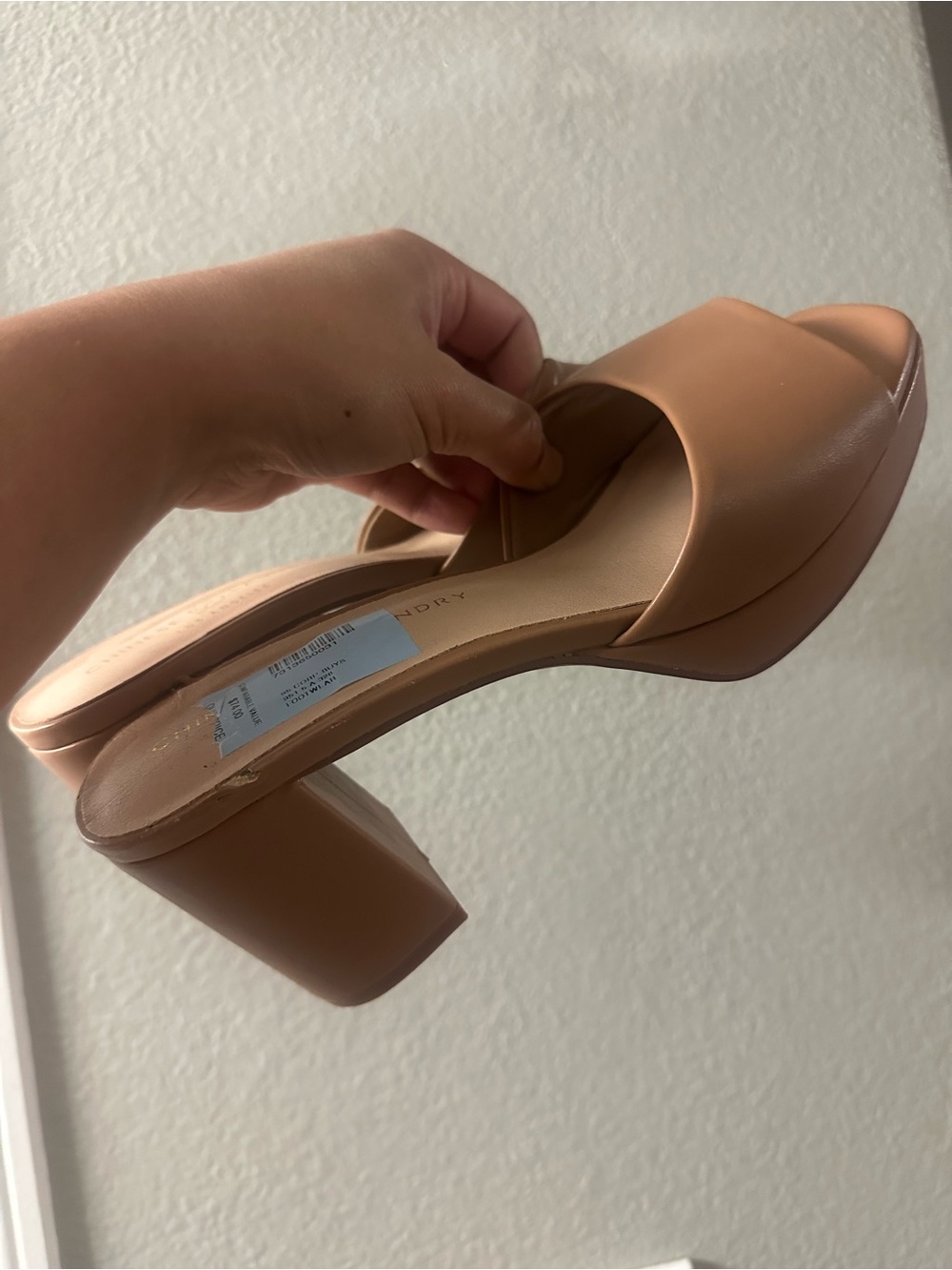 Chinese Laundry Nude/Tan Block Heel Mule Slides